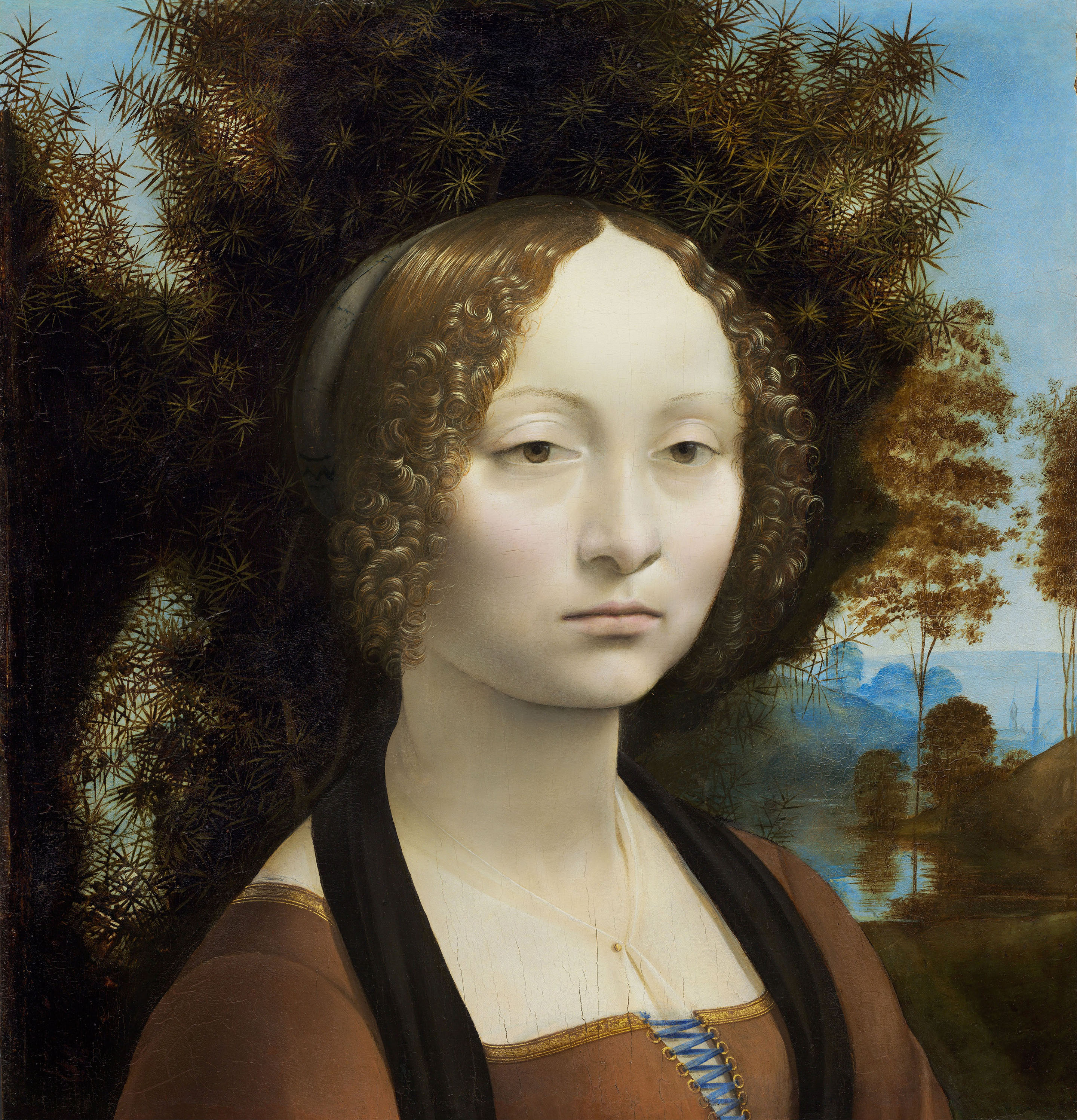 莱奥纳多·达芬奇:《拉贝勒·费罗尼埃》,1490-1496年,木板油画,62x44