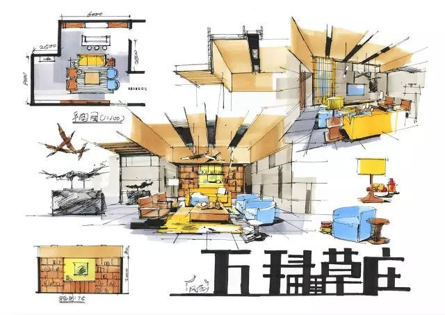 室内手绘 | 室内设计手绘马克笔上色快题分析图解