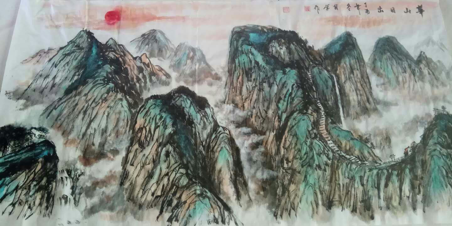 后师从著名画家李凤吉先生学画牡丹,后又拜西安著名山水画家李少波