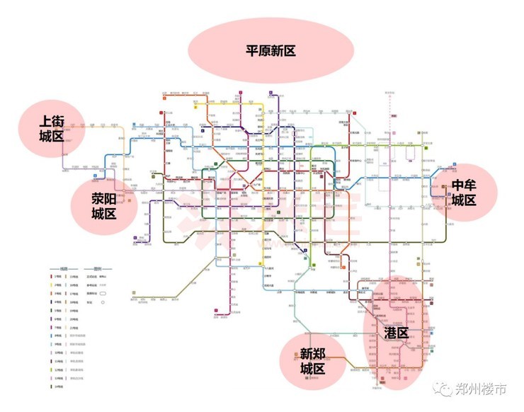 (1)从地铁规划图可知,这 6大片区均位于郑州地铁规划的 边缘区域,且都