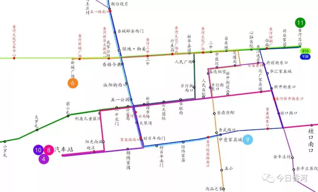 香河最新公交线路图全在这看看哪些经过你家