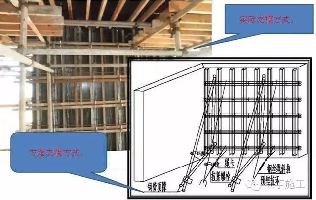 外墙支模未按方案实行拉顶结合