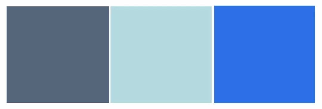 左为潘通色彩的china blue,中是本杰明摩尔色彩的china blue,右为