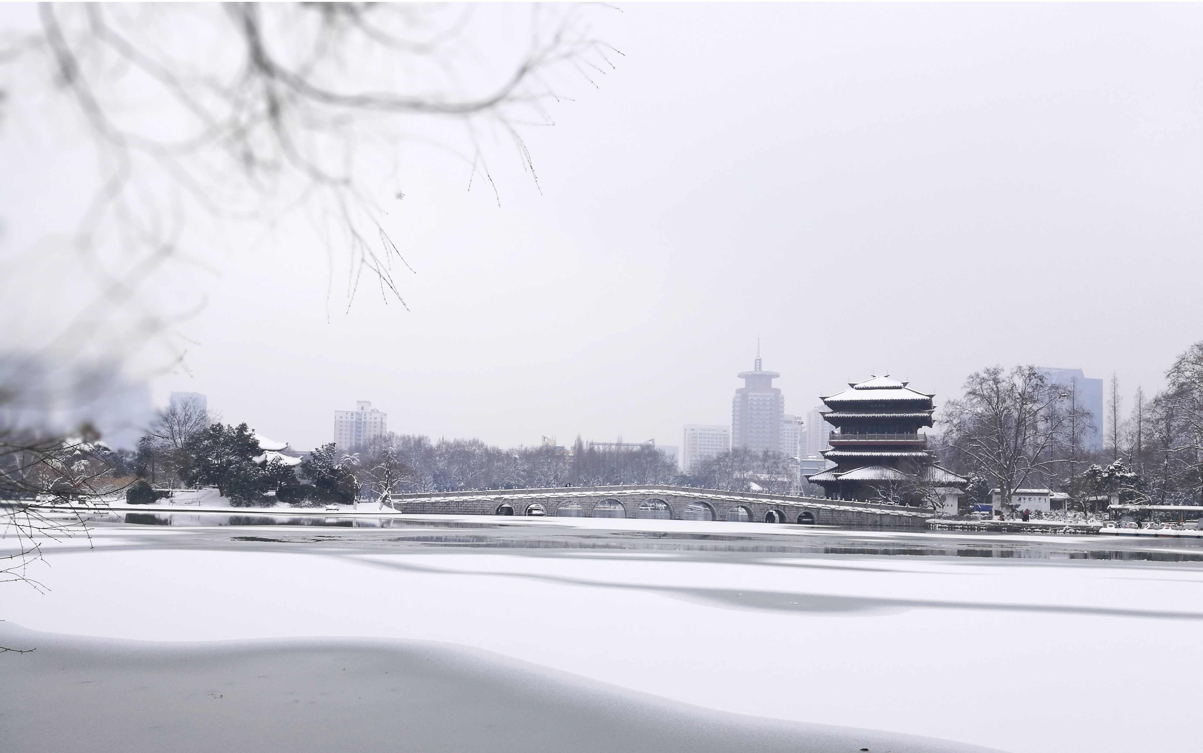 安徽合肥逍遥津公园雪景美如画