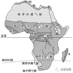 材料一 非洲气候分布图.