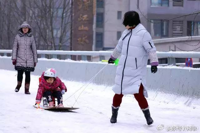 花式遛娃佛系青蛙天桥滑雪武汉人被这场雪玩坏了