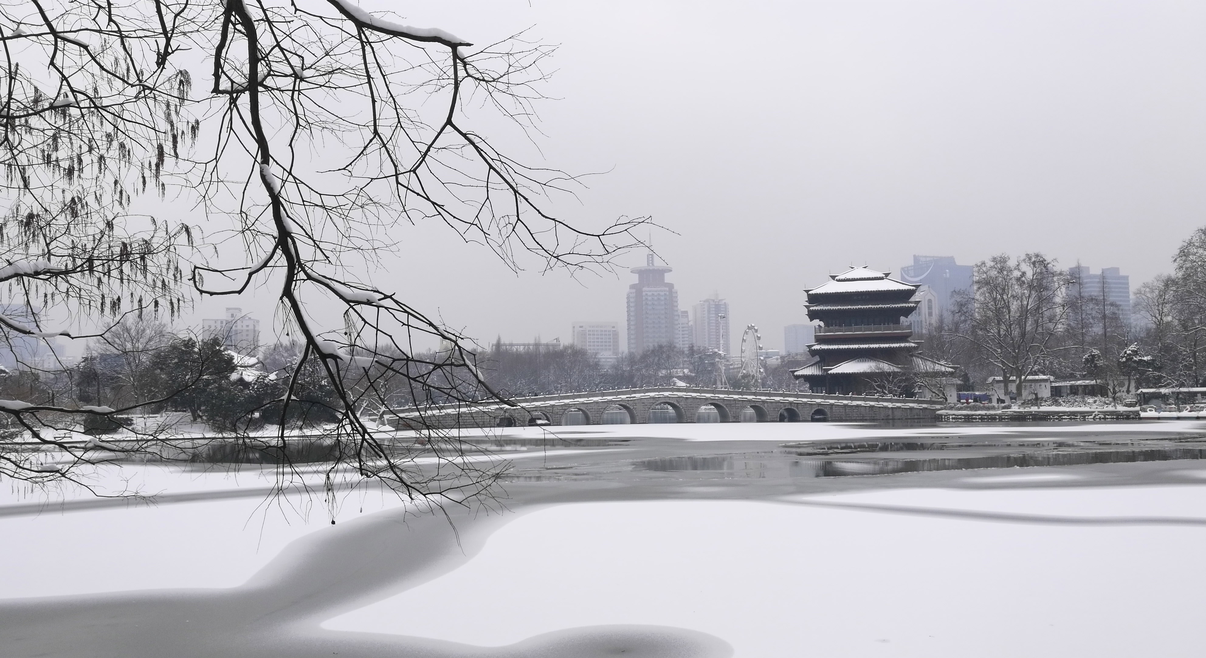 安徽合肥逍遥津公园雪景美如画