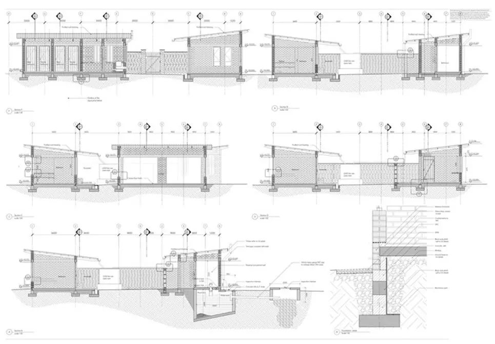 剖面图其他小学校建设中适宜采用的技术包括中央雨水收集系统,沼气池