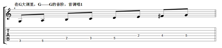 在d大调里,g为四级,其音阶之一如下
