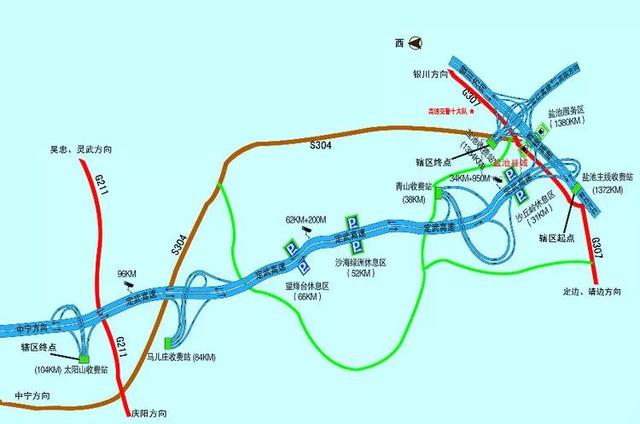 宁夏公安厅高速公路交警支队各大队辖区绕行示意图