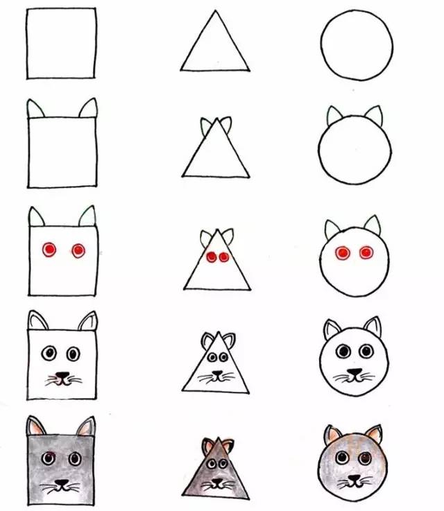 也能用这3种图形画出许多不同的动物,简单易学,非常适合孩子和初学者