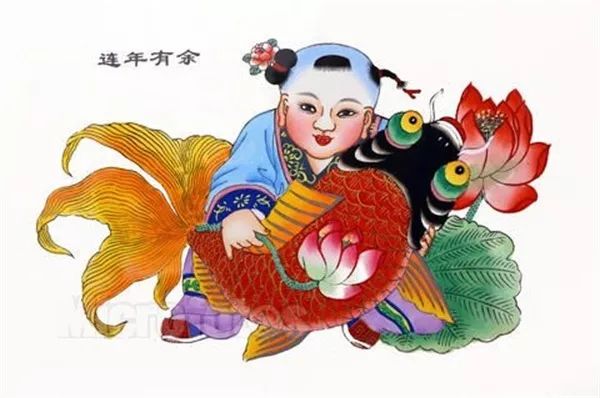 《市井生活》年画作为中国特有的一种绘画体裁,通常表达民间的新年