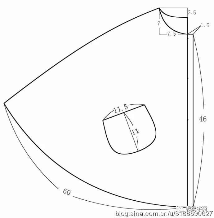 毛呢斗篷外套裁剪图,没给公式是因为实在太简单