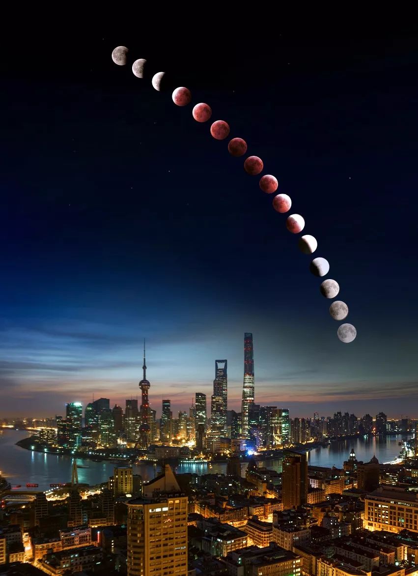 Moon eclipse over Shanghai