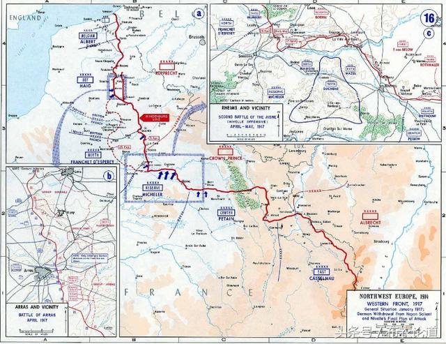 红线部分为兴登堡防线 二,马奇诺防线 凡尔登战役的成功和一次大战的