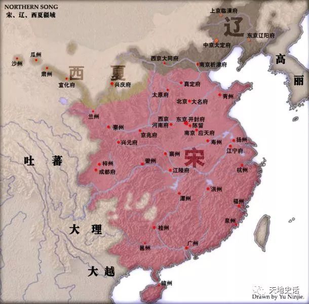 北宋和秦朝相比,北方疆域少了不少,尤其是燕云十六州.图片
