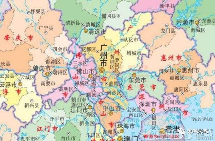 原因是佛山天公作美的地理位置,广州的中心区越秀,海珠,荔湾,天河都