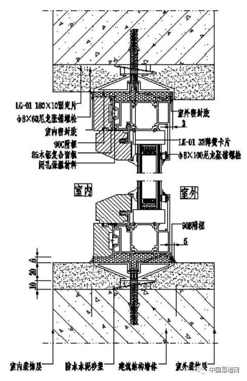 窗框与附框间填充闭孔保温材料,室内室外注密封胶,胶高要5-8mm,并