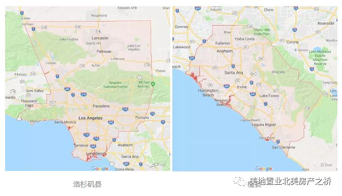 洛杉矶-橙县都会区位置图▼