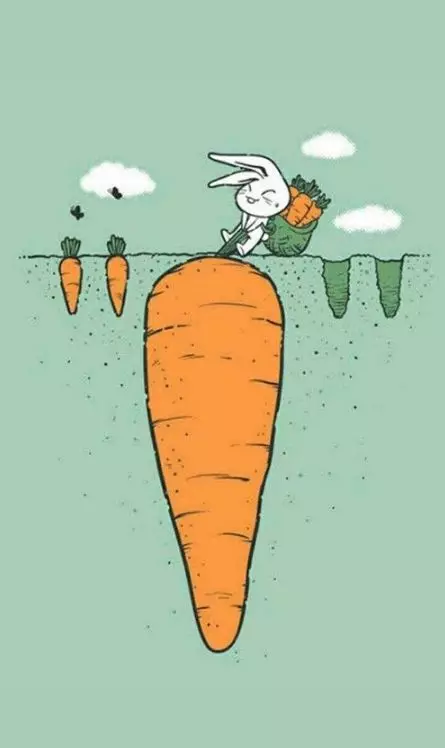 仔细看看那个壁纸,就是一个小兔子在拔萝卜啊