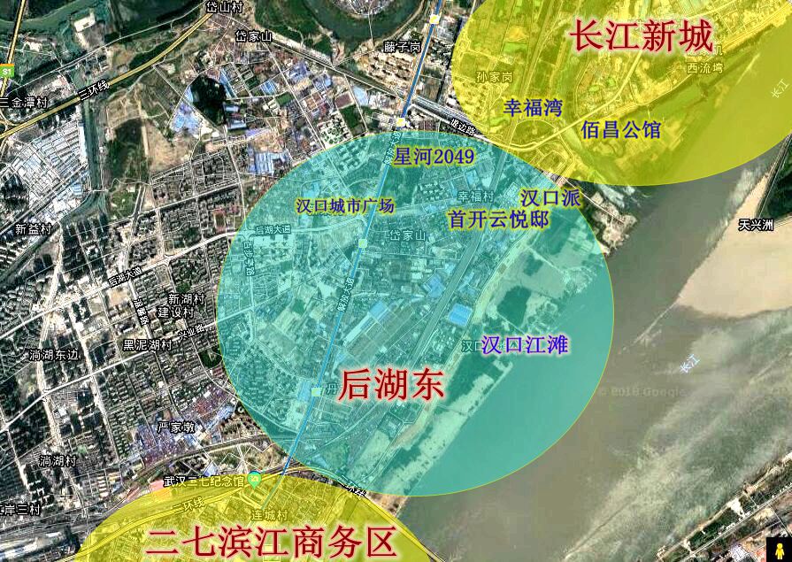 段之一的二七滨江商务区和长江新城之间,随着两大重点规划区的升级