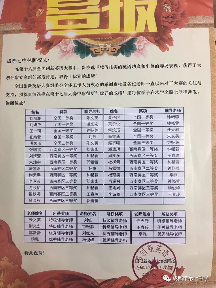 不落窠臼 铿锵前行 ——成都七中英语组2017-2018学