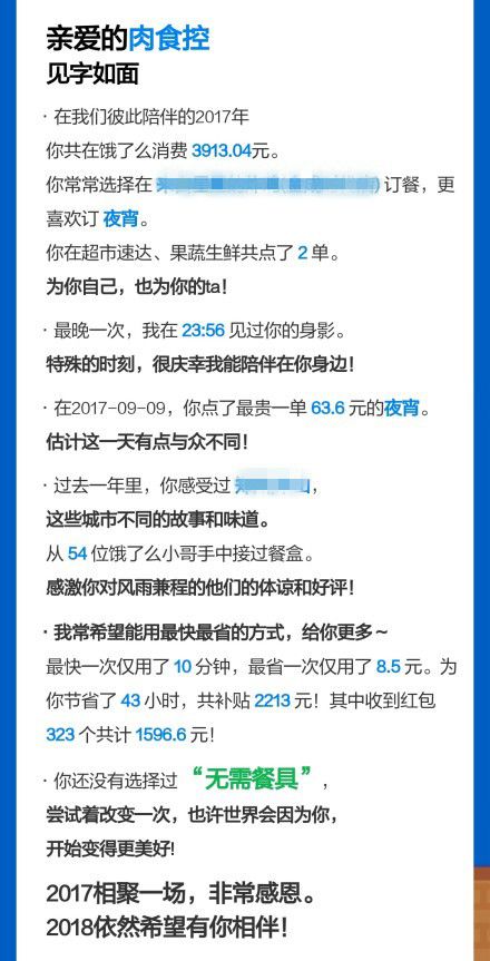 饿了么年度账单有毒,看完才知道自己是个猪精