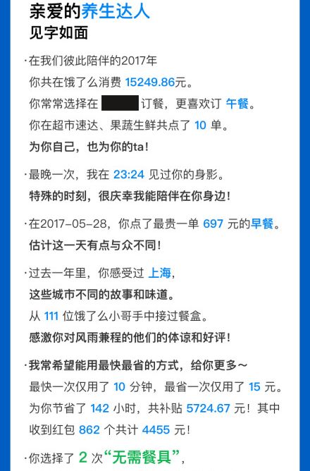 饿了么年度账单有毒,看完才知道自己是个猪精