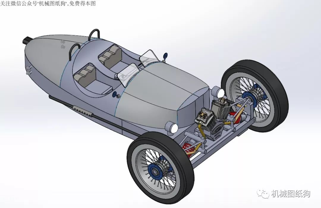 【汽车轿车】复古造型汽车3d模型图纸 solidworks设计