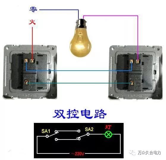 一根线,不用二级管,双控开关,为什么我照着做就是不亮?