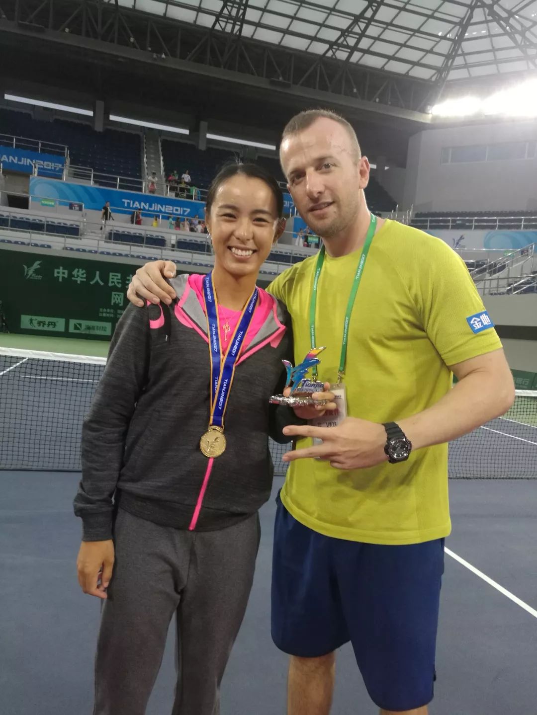 2017年6月,见证王蔷代表"天津队"勇夺全运会网球团体赛女团冠军