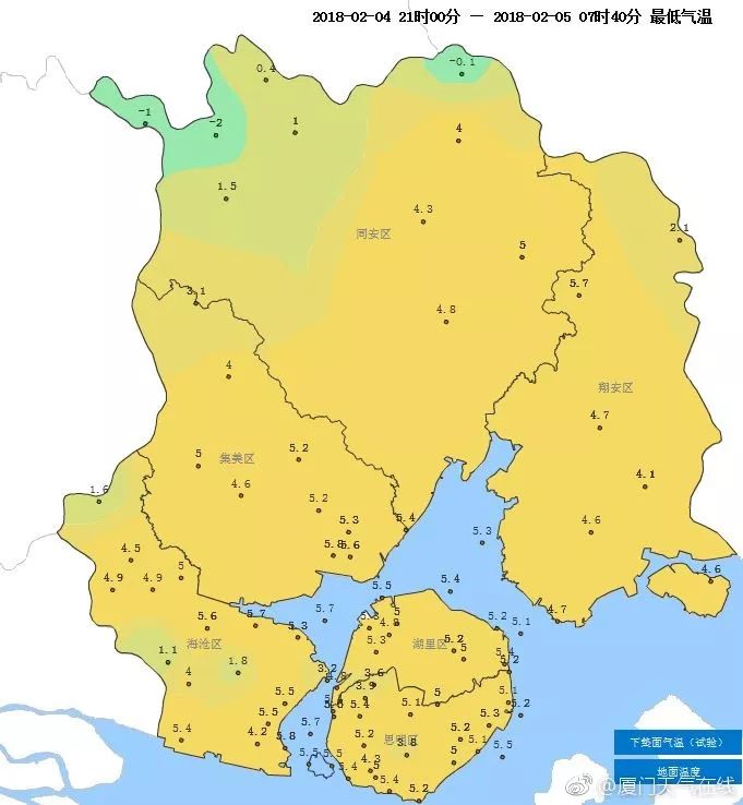 昨日21时至今日7时厦门气温分布今天8点左右厦门各区的温度也都在