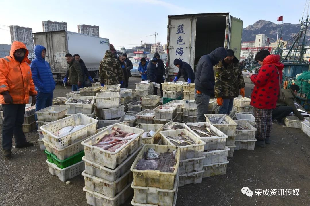 春节临近,山东省荣成市水产市场迎来新一消费旺季.