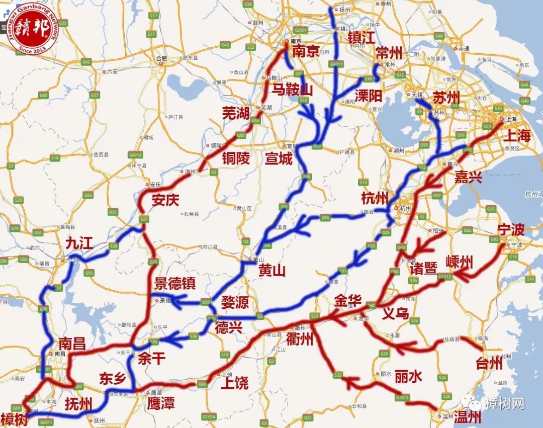 华东地区热门城市返乡高速路线图