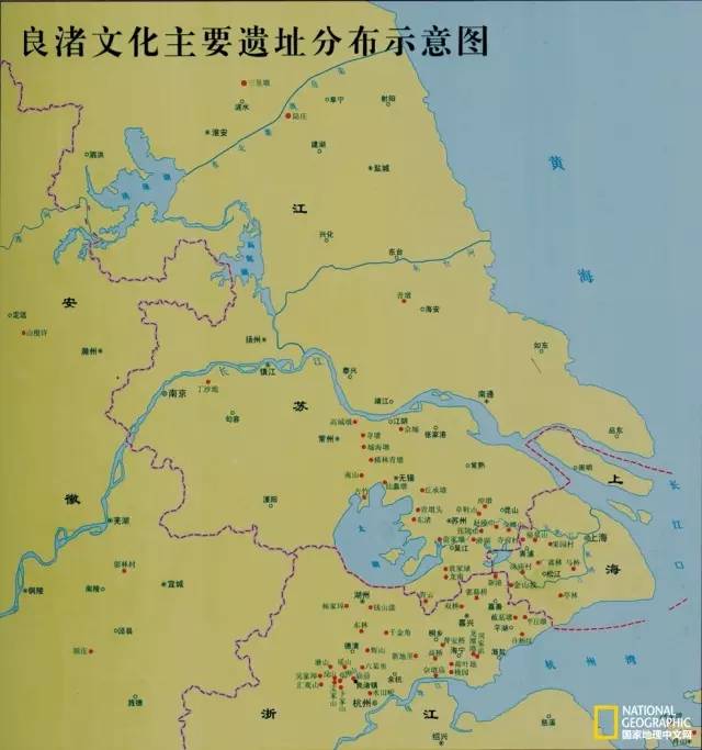 良渚文化主要遗址分布图