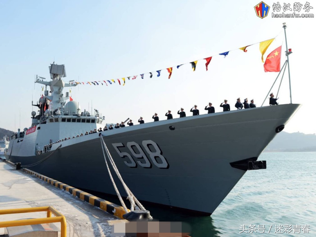"日照"舰是中国自行研制设计生产的多用途全封闭型导弹护卫舰,弦号598