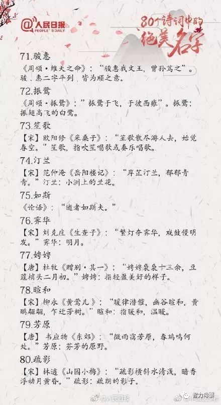 80个诗词中的绝美名字↓怎么给宝宝取一个好听又不俗气的名字呢