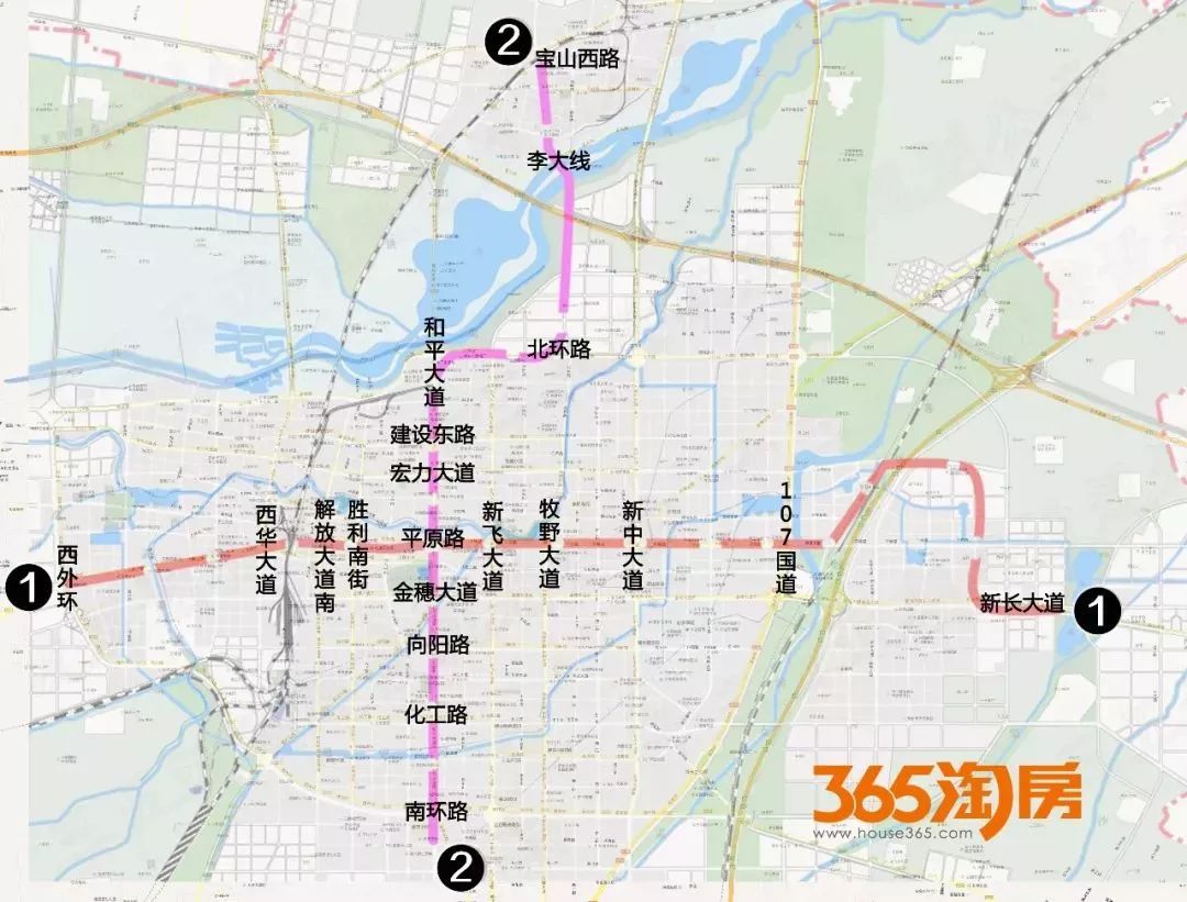 新乡轨道交通线2号线最新详细走向图