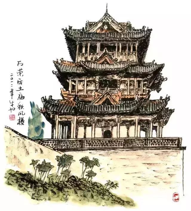 历史 正文  画家水墨:看美丽山西古建 应县木塔丨鹳雀楼丨飞虹塔丨