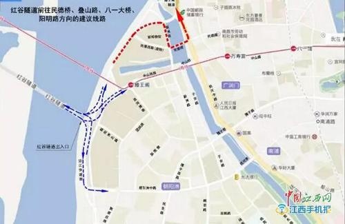 南昌红谷隧道东岸9日开通 民德桥恢复双向通行