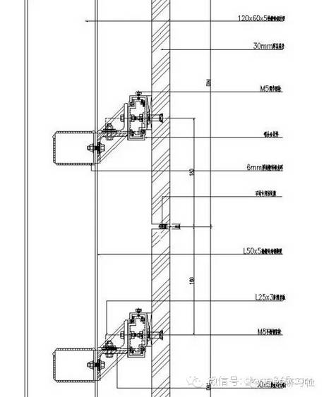 图11背栓体系竖剖节点下图12为后切式背栓干挂体系石材幕墙安装三维图