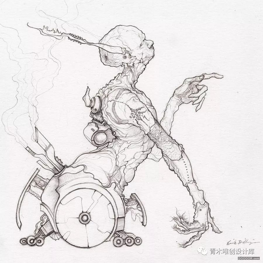 eric外星怪物角色设计素描手稿,画面太美,亮瞎双眼