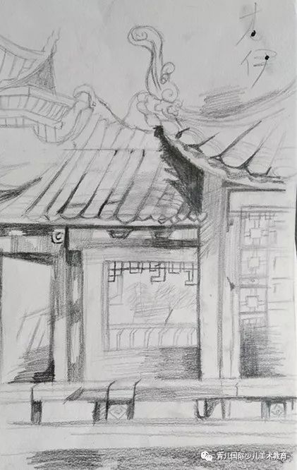 《素描风景》李 伊 14岁《速写人物》 李怡宣 14岁《素描风景》 李