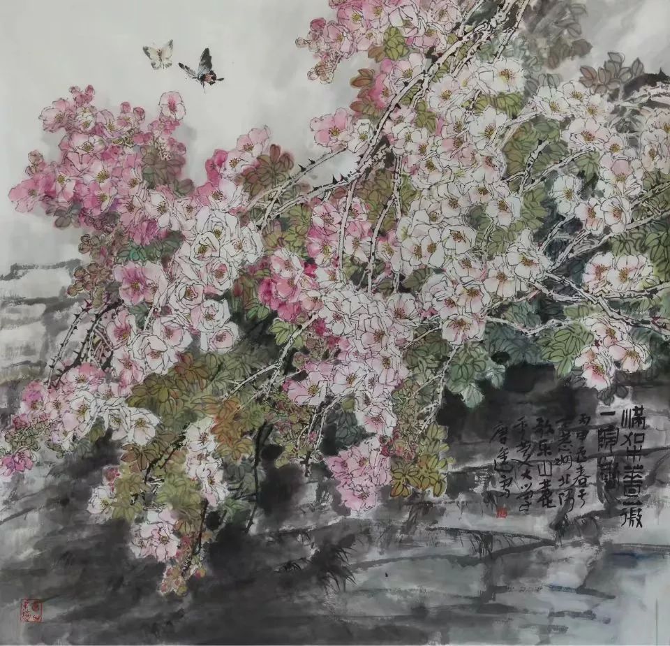 《满架蔷薇一院香》国画花鸟 113x113cm