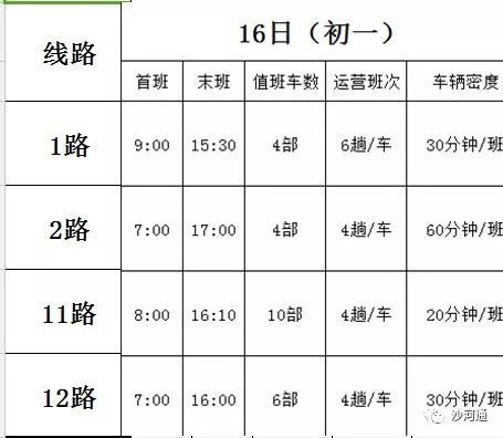 春节期间沙河121112路公交车时间表都在这里