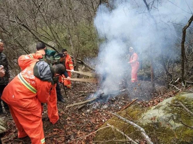 赣榆班庄镇涧山因上坟烧纸引发森林火灾,一灭火人员