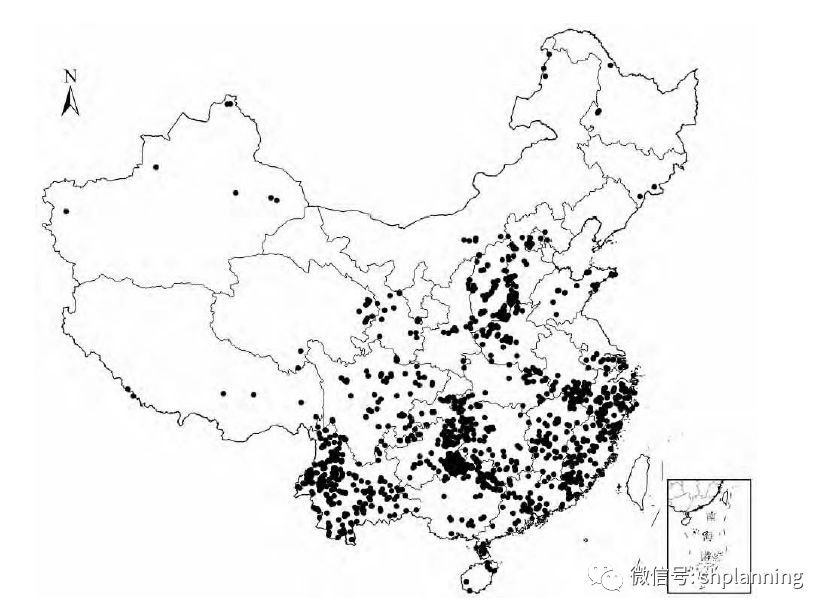 中国传统村落空间分布图