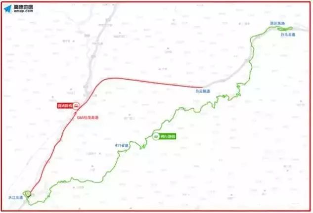 【绕行路线】:从水江互通下高速,沿411省道-园区东路行驶,在白马互通