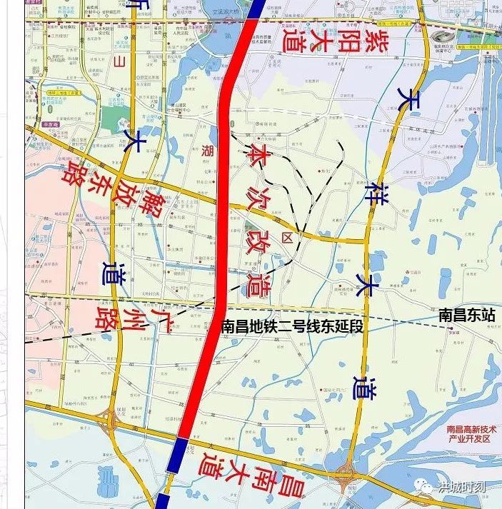 包括城南大道和昌东大道,而南昌东站的具体位置基本划定.