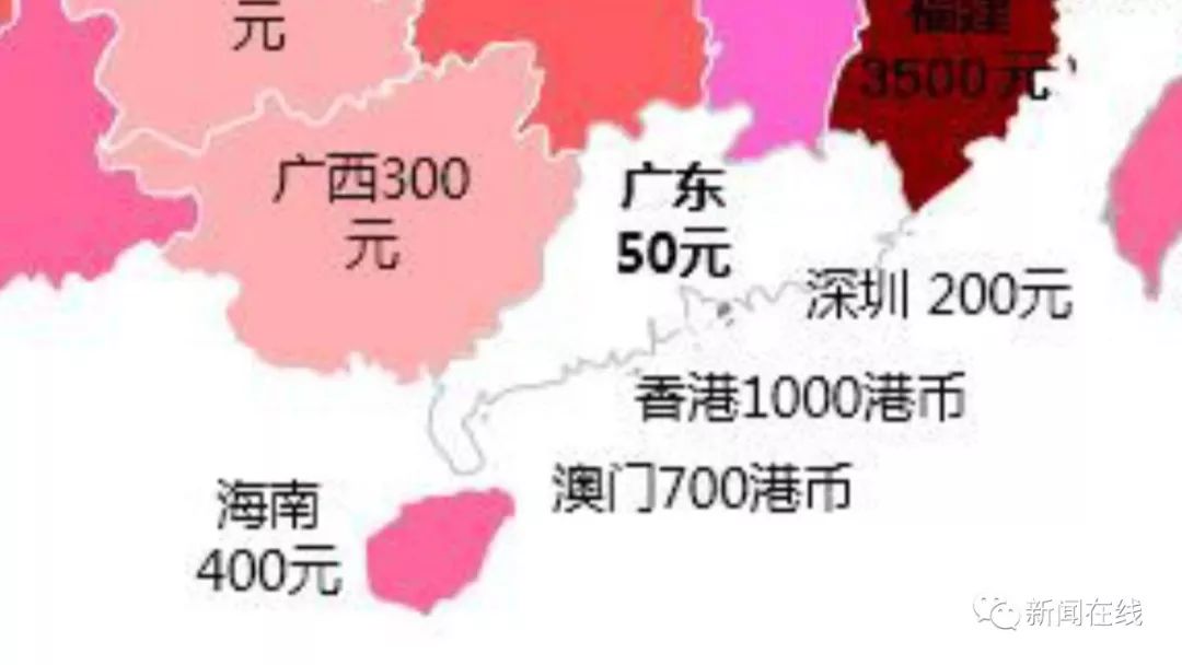 压岁钱地图出炉,广东平均水平为50元,广西则是.【话题】